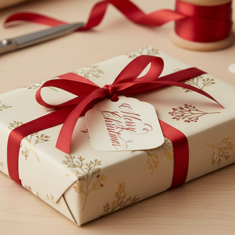 Letterpress Gift Tags with Satin Ribbon