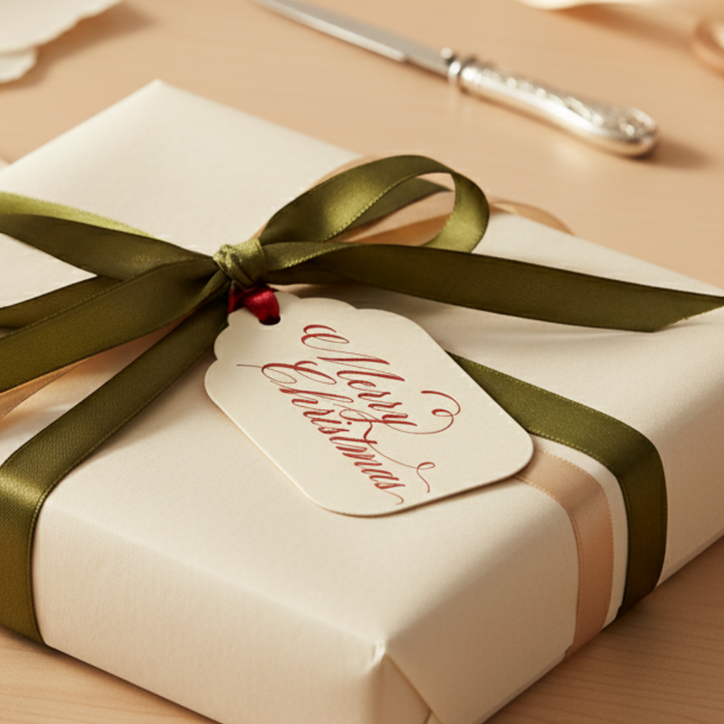 Letterpress Gift Tags with Satin Ribbon