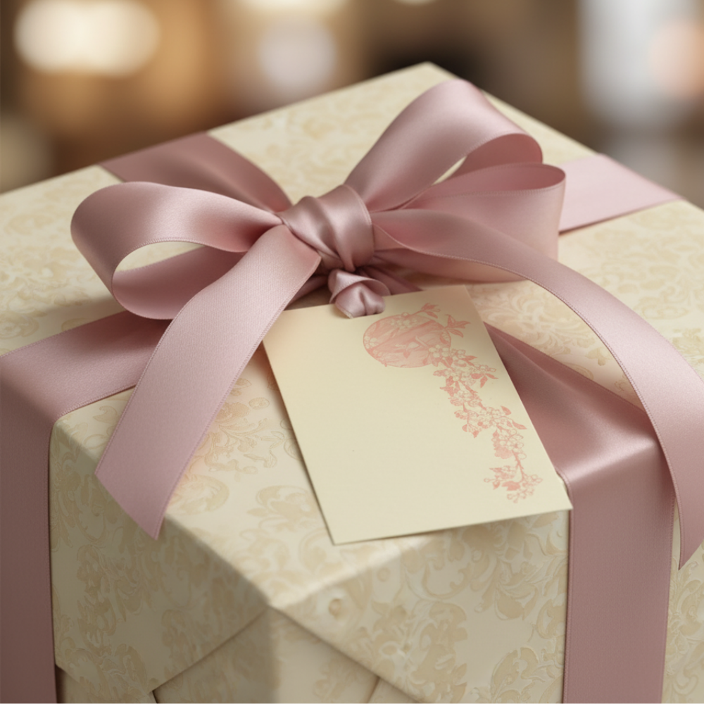 Letterpress Grand Tags with Satin Ribbon