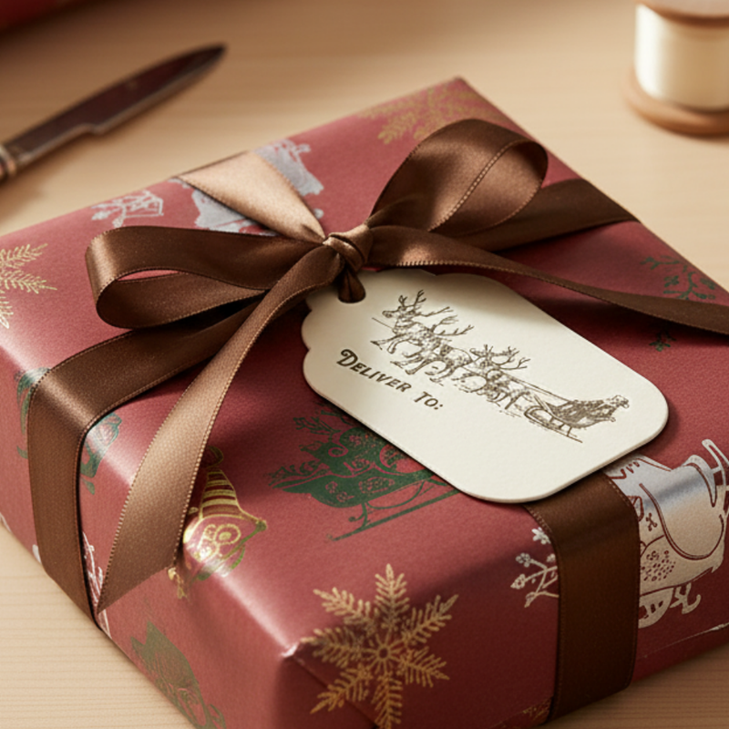 Letterpress Gift Tags with Satin Ribbon