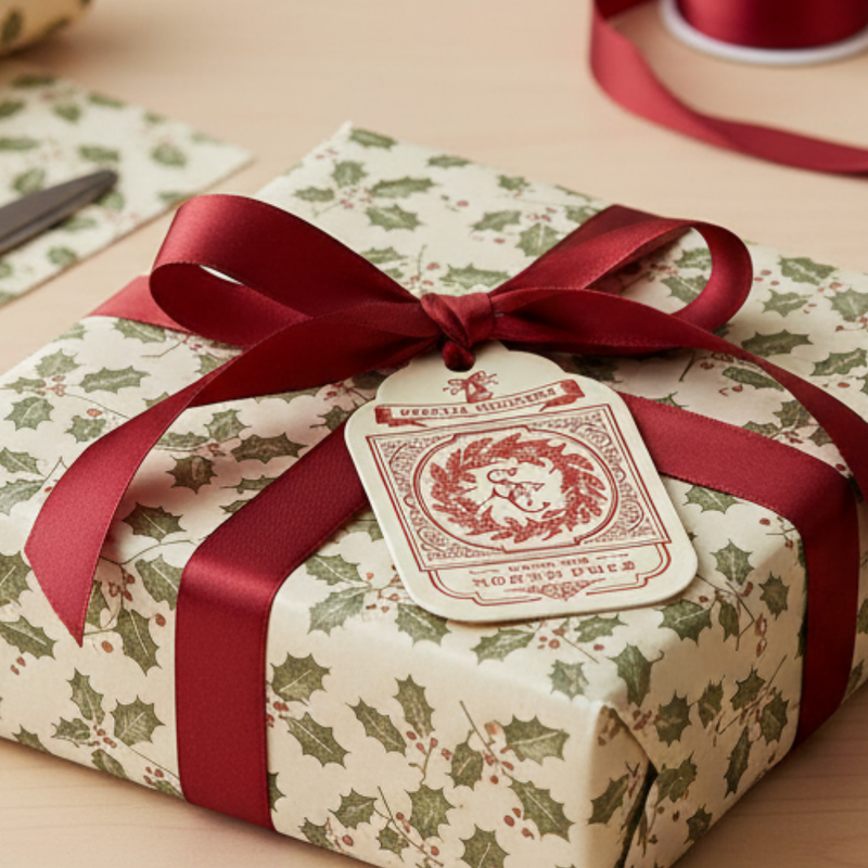 Letterpress Gift Tags with Satin Ribbon