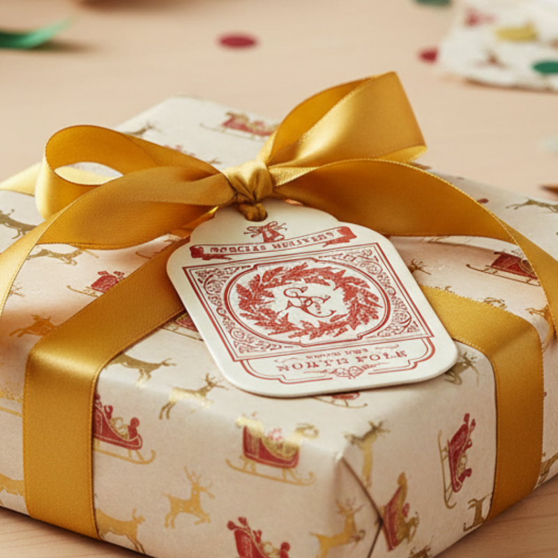 Letterpress Gift Tags with Satin Ribbon