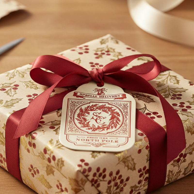 Letterpress Gift Tags with Satin Ribbon