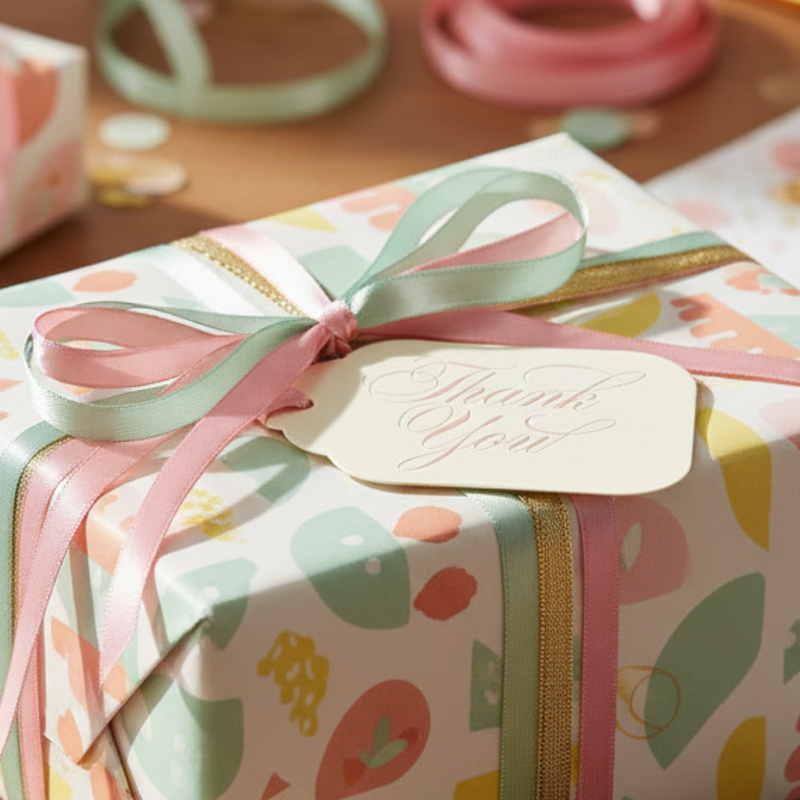 Letterpress Gift Tags with Satin Ribbon