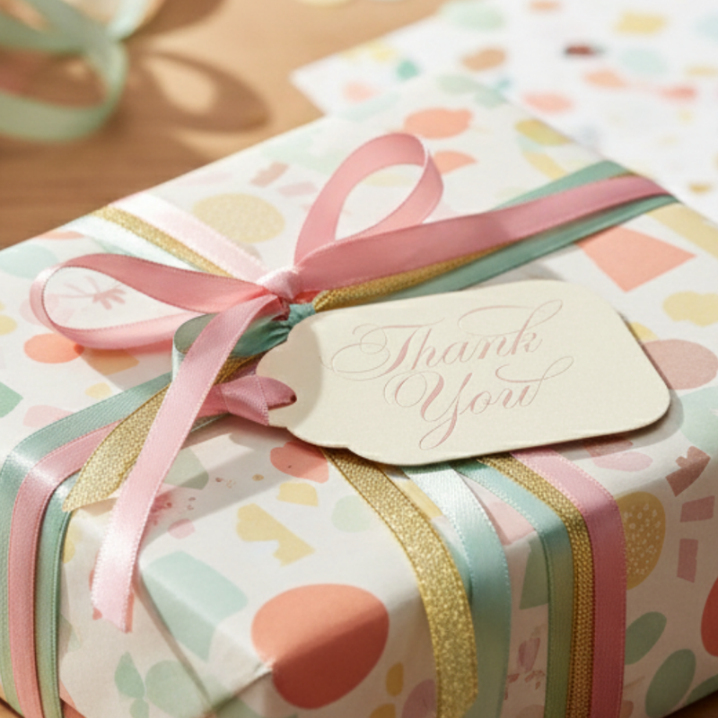 Letterpress Gift Tags with Satin Ribbon