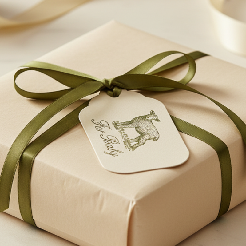 Letterpress Gift Tags with Satin Ribbon