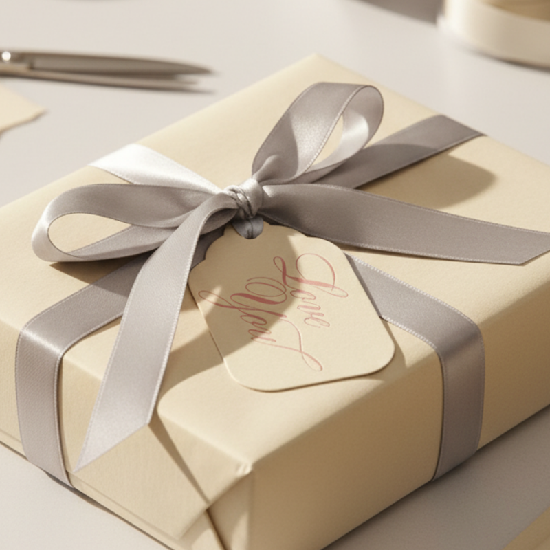 Letterpress Gift Tags with Satin Ribbon