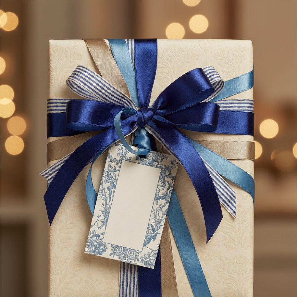 Letterpress Grand Tags with Satin Ribbon