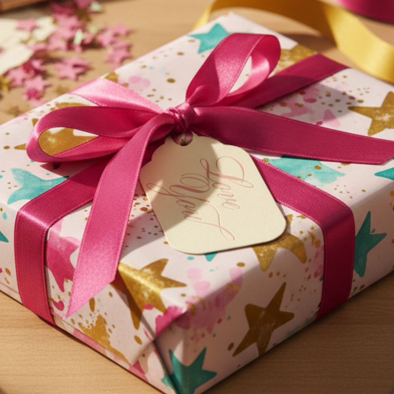 Letterpress Gift Tags with Satin Ribbon