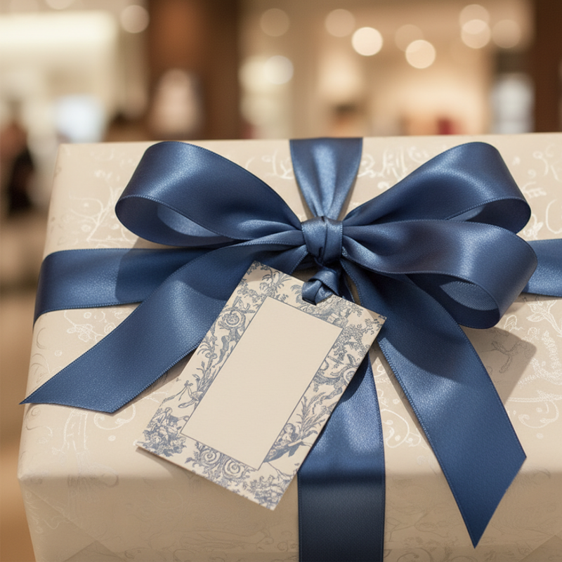 Letterpress Grand Tags with Satin Ribbon