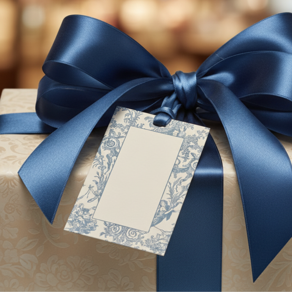 Letterpress Grand Tags with Satin Ribbon