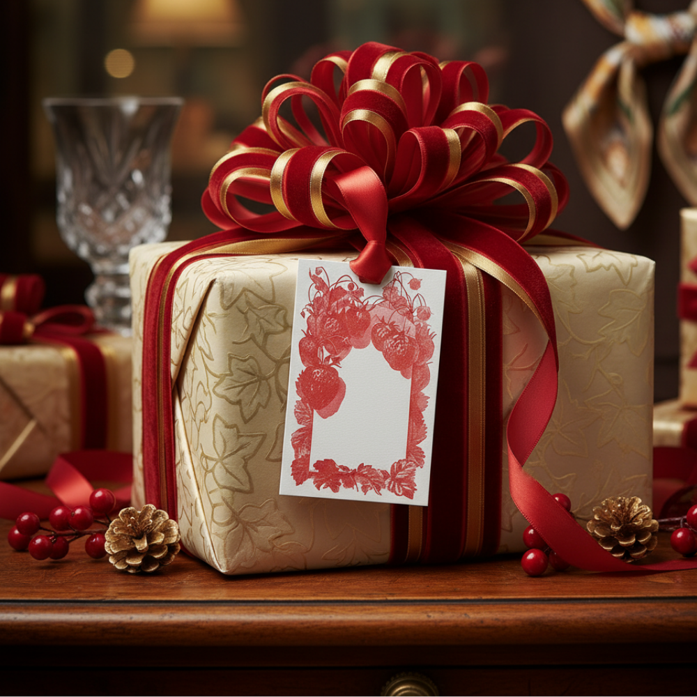 Letterpress Grand Tags with Satin Ribbon