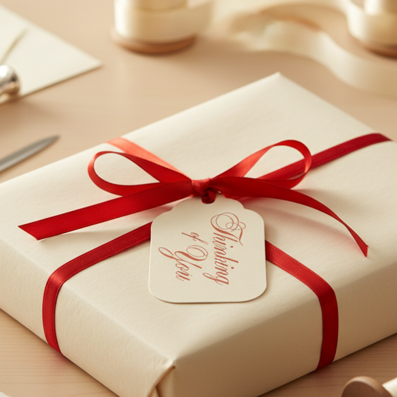 Letterpress Gift Tags with Satin Ribbon