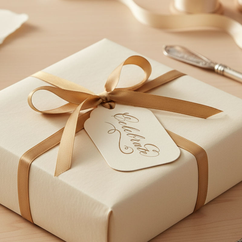 Letterpress Gift Tags with Satin Ribbon