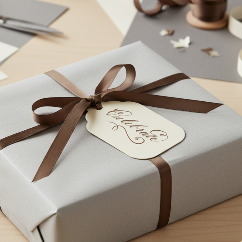 Letterpress Gift Tags with Satin Ribbon