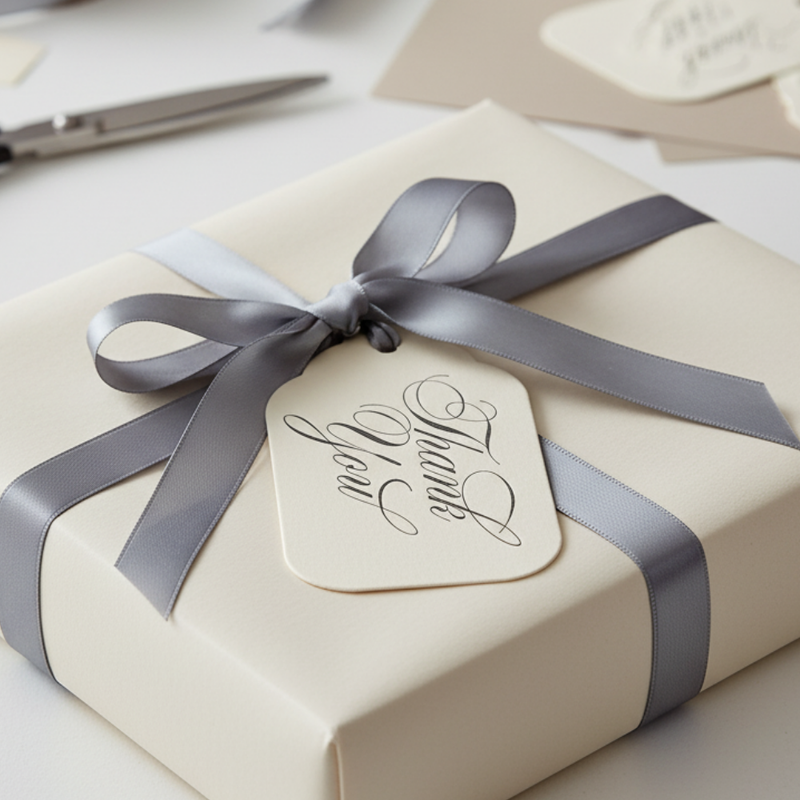 Letterpress Gift Tags with Satin Ribbon