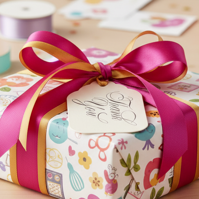 Letterpress Gift Tags with Satin Ribbon