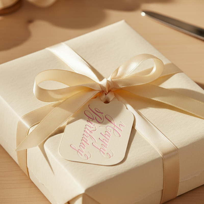 Letterpress Gift Tags with Satin Ribbon