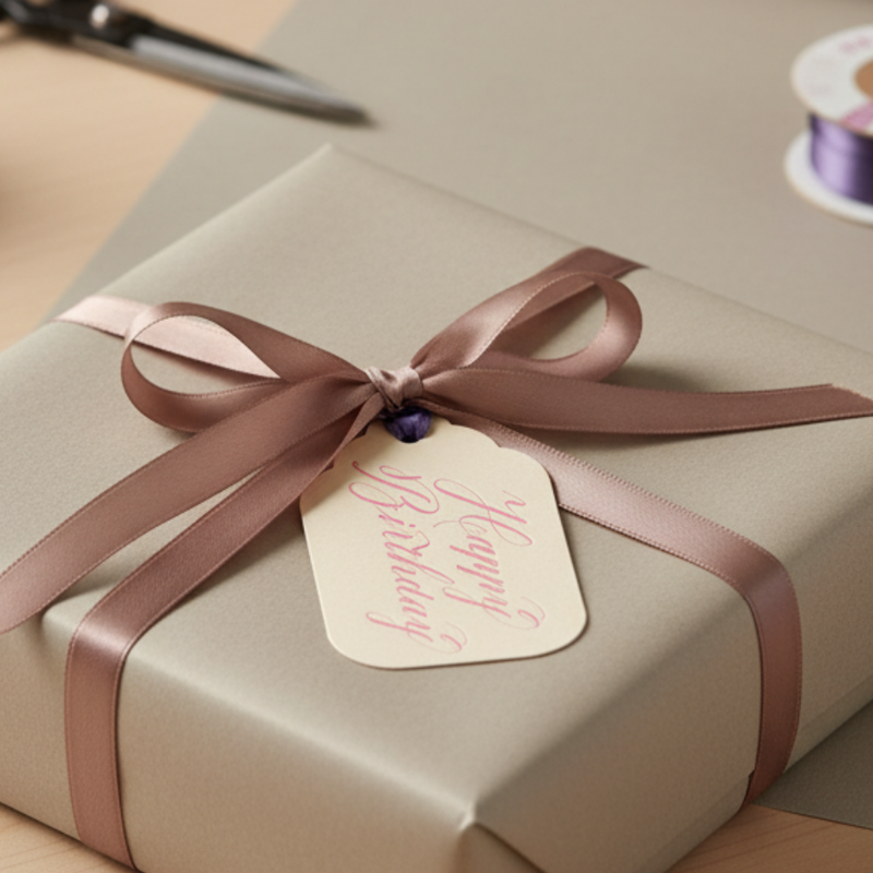 Letterpress Gift Tags with Satin Ribbon