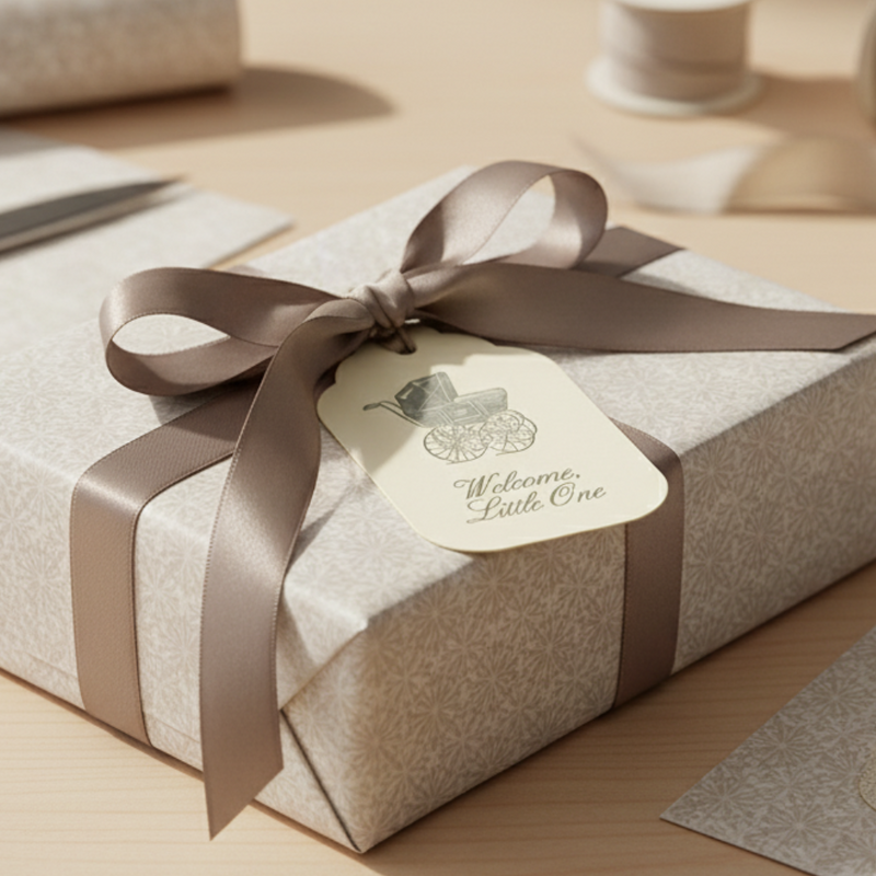 Letterpress Gift Tags with Satin Ribbon