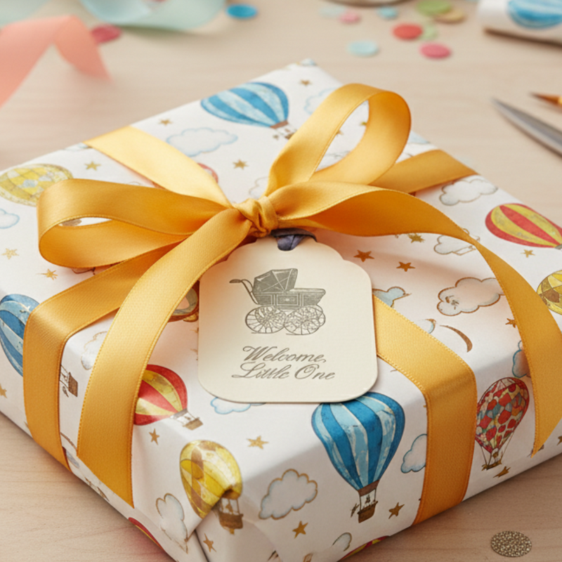 Letterpress Gift Tags with Satin Ribbon