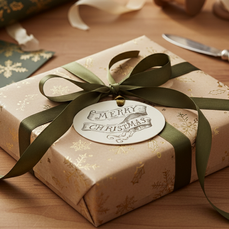 Letterpress Gift Tags with Satin Ribbon