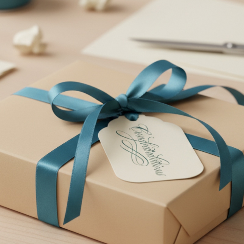 Letterpress Gift Tags with Satin Ribbon