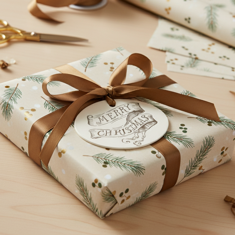 Letterpress Gift Tags with Satin Ribbon