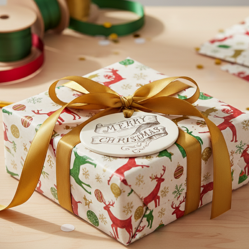 Letterpress Gift Tags with Satin Ribbon